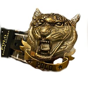 Ralph Lauren Gold Tiger Buckle Belt